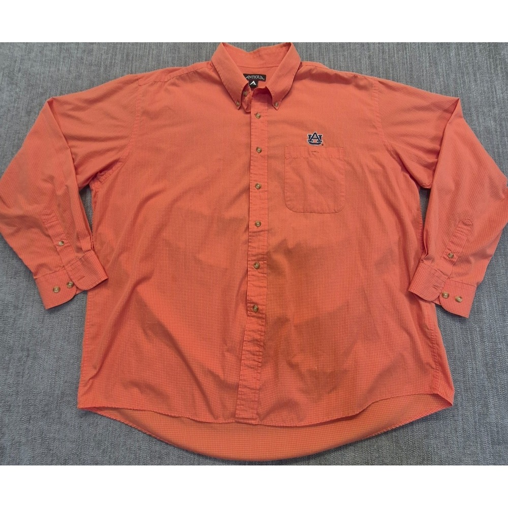 Auburn Tigers orange checker long sleeve button up shirt XL embroidered logo